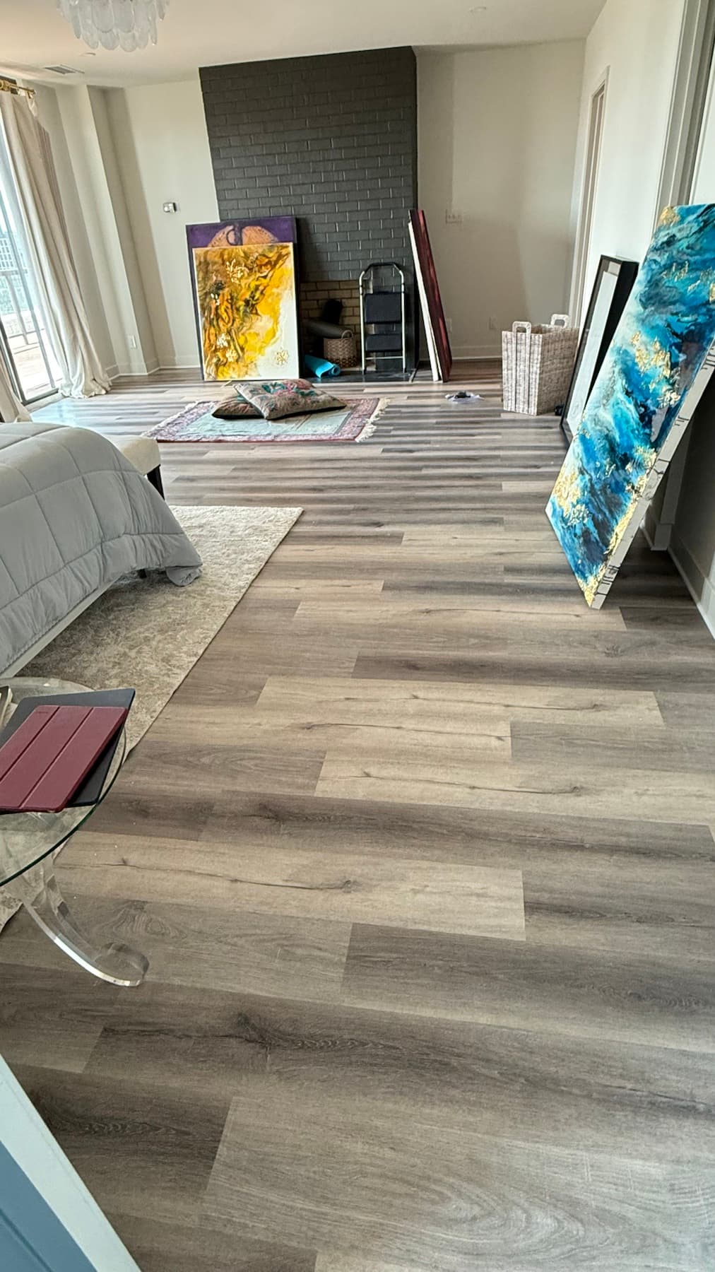 Partek Rhino LVP shown under warm indoor lighting in a finished room