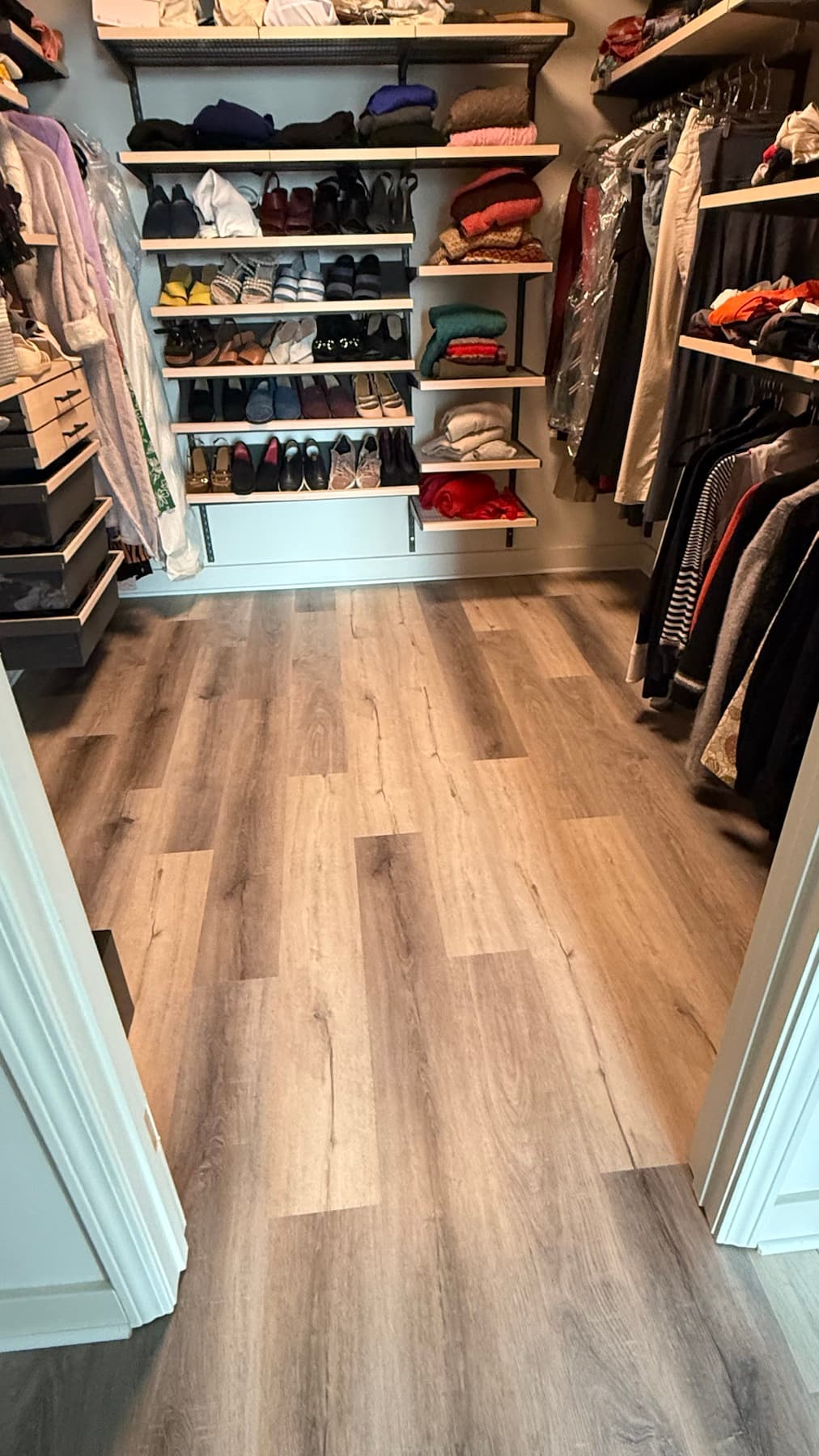 Rhino LVP installation detail at a closet and room transition